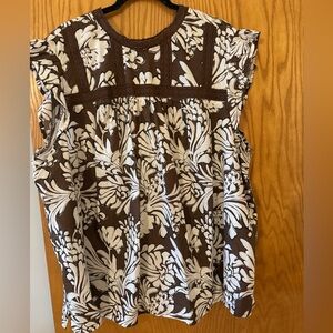 Floral Brown and White Women's Top